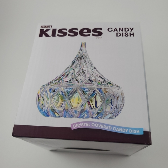 Hershey’s Kisses Crystal Clear Covered Candy Dish Godinger 5" Iridescent Glass - Picture 4 of 5